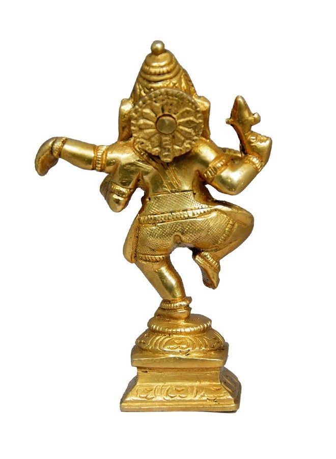 CRAFTHUT Brass Lord Ganesha Idol in Dancing Pose - Golden Ganpati/Vigneshwara Murti for Mandir, Home Decor & Auspicious Gifting (1.2 x 2.8 x 4.5 in) 300g - Image 4